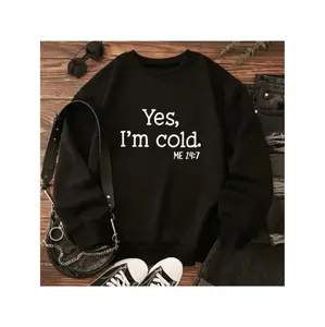 Stylish Black Crew Neck Graphic Sweater With INAWLY Slogan For Women Cozy Polyester Blend Perfect For Fall And Winter Casual Wear