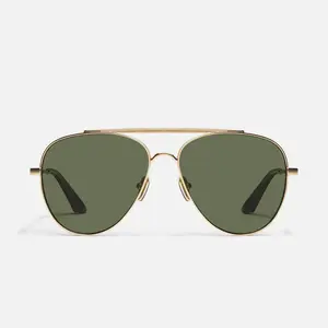 QUAY FREE FALL Men's Metal Aviator Sunglasses with Adjustable Silicone Nose Pads & Ribbed Brow Bar Detailing