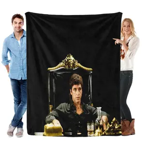 Scarface Tony Montana Flannel Blanket - Iconic Crime Film Design Soft Throw for Movie Enthusiasts Thanksgiving Birthday Christmas Gift