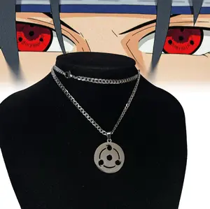 Sharingan Metal Pendant Necklace - Anime Inspired Design with Unique Symbolic Charm for Fans