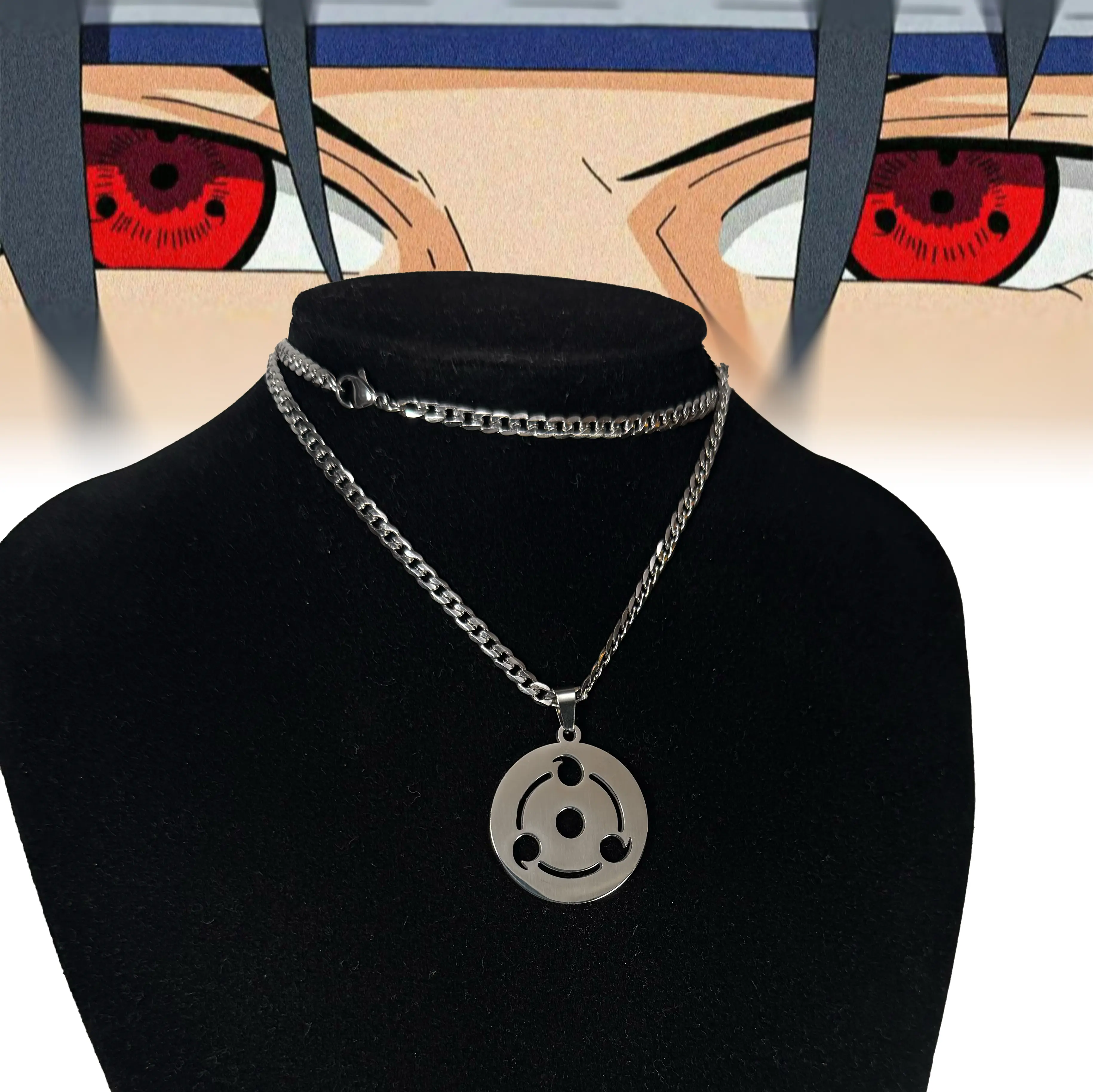Anime Sharingan Pendant Necklace, Meaningful Unisex Metal Jewelry with 60cm Chain & Link, Symbolic Charm for Daily Wear, Ideal, Accessory Necklace, Decorative Necklace