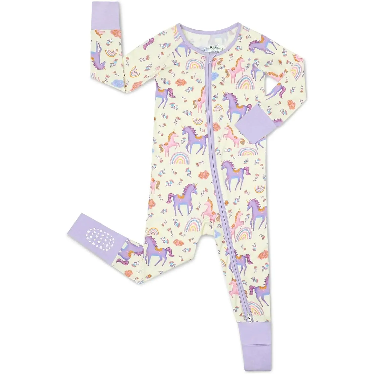 Viscose-Derived from Bamboo Baby Footie Pajamas, Affordable Long Sleeve Convertible Zipper Onesie for Baby Girl (0-24M) with Mermaid Melody, Puppy Pals, Pink Ballet Designs, 100% Viscose Derived From Bamboo