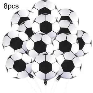 Set of 8 Giant 22 Inch Football Foil Balloons, Self-Sealing 4D Decoration, Perfect for Soccer Theme Parties and Birthdays, Design