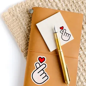 Kpop Finger Heart stickers set- 3Sizes, 12 pieces -Holographic Waterproof