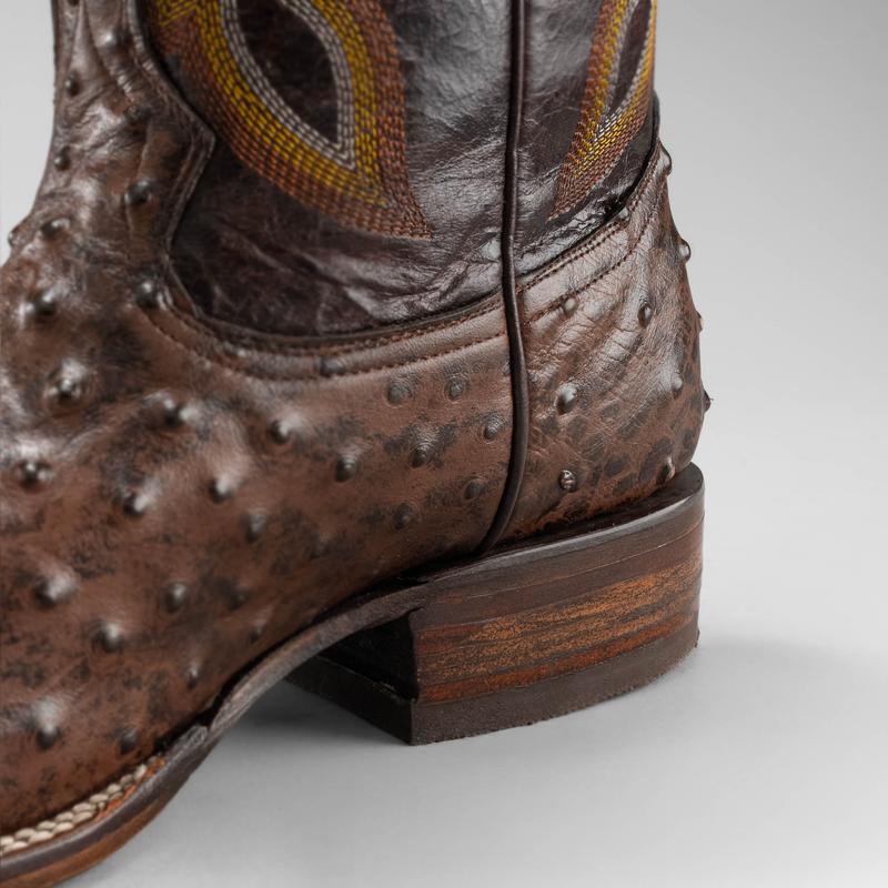 Cowboy Square Toe Imitation Ostrich Boot Premium Leather Men Classic Boot Buttercup Ostrich Print Leather Made in Mexico