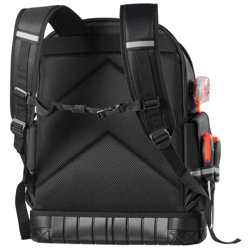 Tool Backpack with 64 Pockets, Tear-Resistant Construction, Heavy-Duty Jobsite Organizer for Electricians and Tradespeople, Portable Tool Storage Bag with Padded Straps, Waterproof Fabric, Reinforced Handle, and Compartments