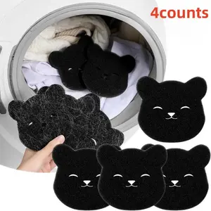 Bear Shape Laundry Hair Sticky Sponge, 4 Counts Reusable Anti-winding Pet Hair Remover Laundry Sponge, Washing Machine Lint Catcher, Cleaning Supplies, Laundry Balls