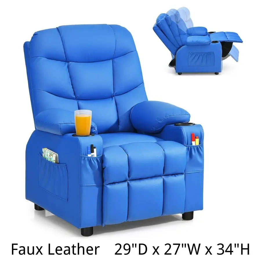 Faux Leather - Blue - 29"D x 27"W x 34"H