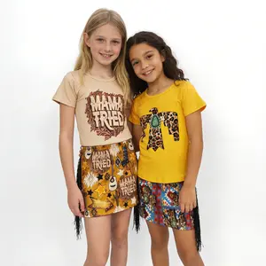 Kids Girl Summer Clothes – Western "Mama Tried" Tassel Skirt Set | Cute Country Outfit for Little Cowgirls & Western-Themed Events