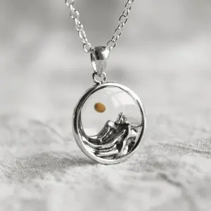1Pc Mountain Mustard Seed Necklace For Men - Stylish Mountain-Themed Christian Jewelry Symbolizing Faith And Strength. A Meaningful Gift For Friends And Loved Ones On Birthdays, Anniversaries, Christmas, Sharing Blessings And Inspiration In Every Wear