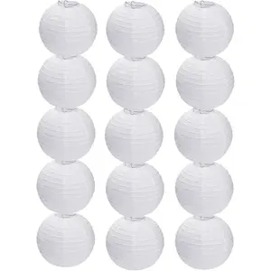 15pcs White Paper Lanterns Hanging Ball Lanterns for Birthday Wedding Bridal Baby Shower Art Class Home Outdoor Indoor Party Decoration (6 inch)