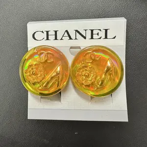 Pre-owned CHANEL As Shown Shoulder Bags Vintage Coco Mark Camellia Canvas Clip On Earrings 10256645