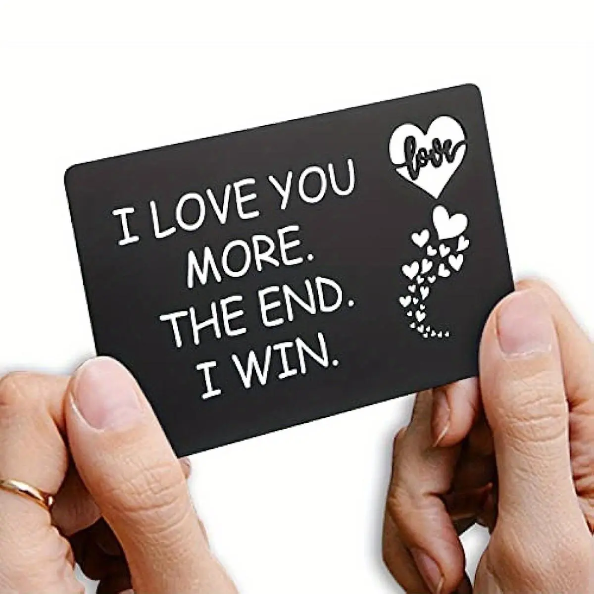 I Love You More Engraved Stainless Steel Wallet Insert Card, Durable Card, Custom Message Card, Card Design, 1/5/10/15pcs Romantic Gift for Boyfriend, Husband, Anniversary Gift, Men Gifts, Christmas Gift Ideas, Stocking Stuffers