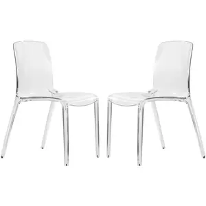 Dining Chairs - HomeStock Modern Stackable Dining Chairs - Set of 2 - Durable Plastic Kitchen Chairs - Contemporary Design