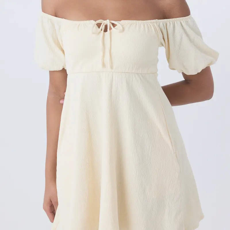 klassy Women's Off-The-Shoulder Puffy Milkmaid Mini Dress for Casual Wear