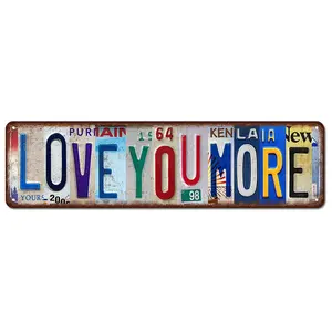 Vintage Love You More Metal Tin Sign 16x4 Inches Above Door Wall Decor Retro Street Signs Home Bar Coffee Hallway Entryway Decorative Wall Art Warm Romantic Home Decoration