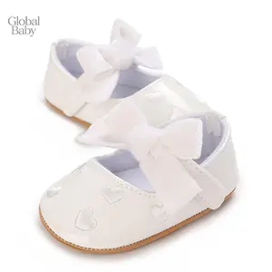 Global  1 to 3 years old baby love princess shoes, rubber soled anti slip toddler shoes, baby shoes Baby Girls Cute  Heart Pattern Soft Sole PU Leather Flats Shoes First Walkers Non-Slip