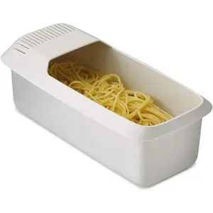 Microwave Pasta Cooker with Strainer - Quick and Easy Spaghetti Cooker - No Sticking or Waiting For Boil - Great Pasta Every Time - for Dorm, Kitchen or Office (White)