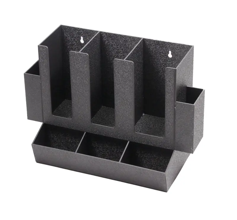 FixtureDisplays® Cup, Lid & Condiment Organizer, 8 Compartments - Black 19708