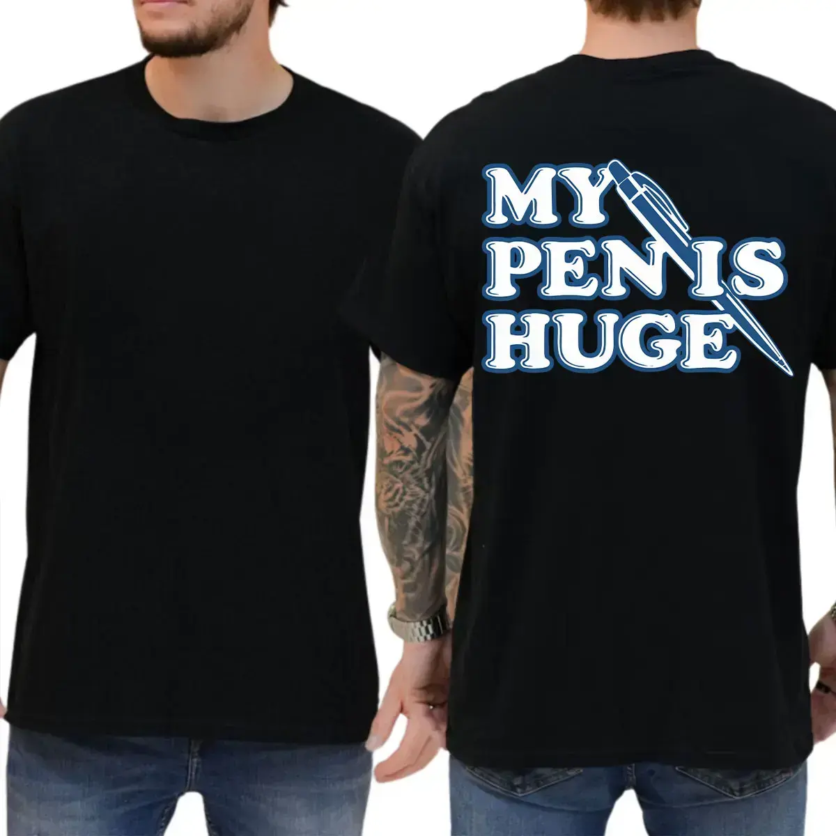 My Pen Is Huge Funny Men's T-shirt, Unisex Graphic Tees, Short Sleeve Printed Graphic Shirt, Daily Casual Cotton Menswearwwzz