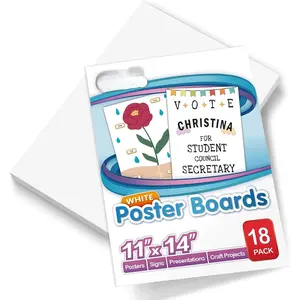 11" x 14" White Poster Board Heavyweight, for School Craft Project, 85 lb. Cover Weight, 18 Count