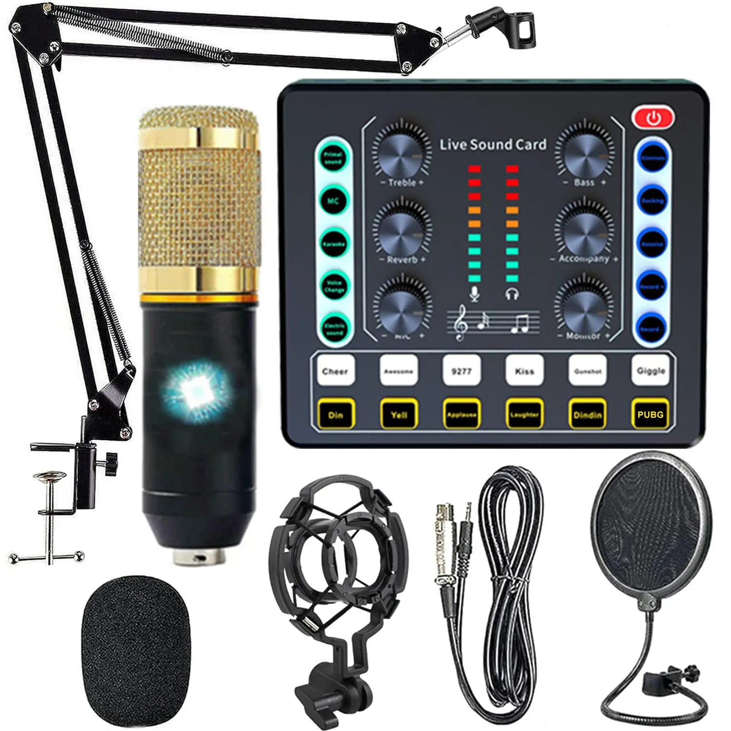 Professional Podcast Equipment Bundle, Audio Mixer, Podcast Production Studio with Microphone, Live Streaming, Podcast Recording Equipment