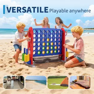 4-in-1 Giant Connect Game Set for Kids & Adults – Adjustable Height, Basketball Hoop, Ring Toss & Net – Jumbo Outdoor Yard Game, Quick Release, Perfect for Backyard, Events & Family Gatherings