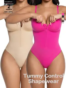 2026 New Women's Seamless Bodysuit, Thong Style, Sweet Heart Neckline, Comfortable Compression Shapewear, Breathable, Daily Wear, Zipper Design, Underwear