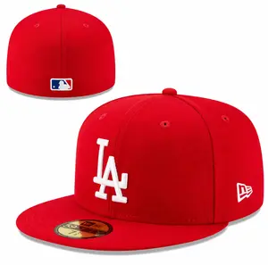 MLB 9FIFTY Snapback & 59FIFTY Fitted Hats - NY Yankees & LA Dodgers Flat Bill Caps (Red, Black, Royal Blue)