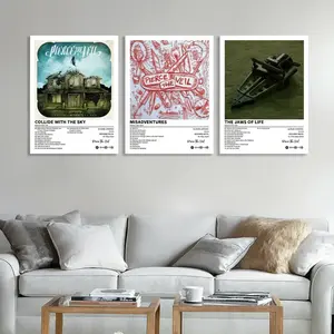3-Piece Music Album Decorative Poster Set, Vintage Design [Pierce The Veil/Collide With the Sky], retro wall hanging decoration, Modern Home Decor, suitable for home offices, living rooms, bedrooms, indoor music-themed wall art, fan gifts, frameless