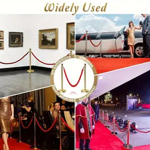 4 Pcs Stainless Steel Stanchions with 5ft Red Velvet Ropes for Crowd Control