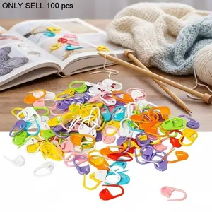 100pcs Reusable Anti-Slip Plastic Knitting Stitch Markers, Multi-Color Yarn Positioners, DIY Crochet Accessories, Locking Stitch Markers
