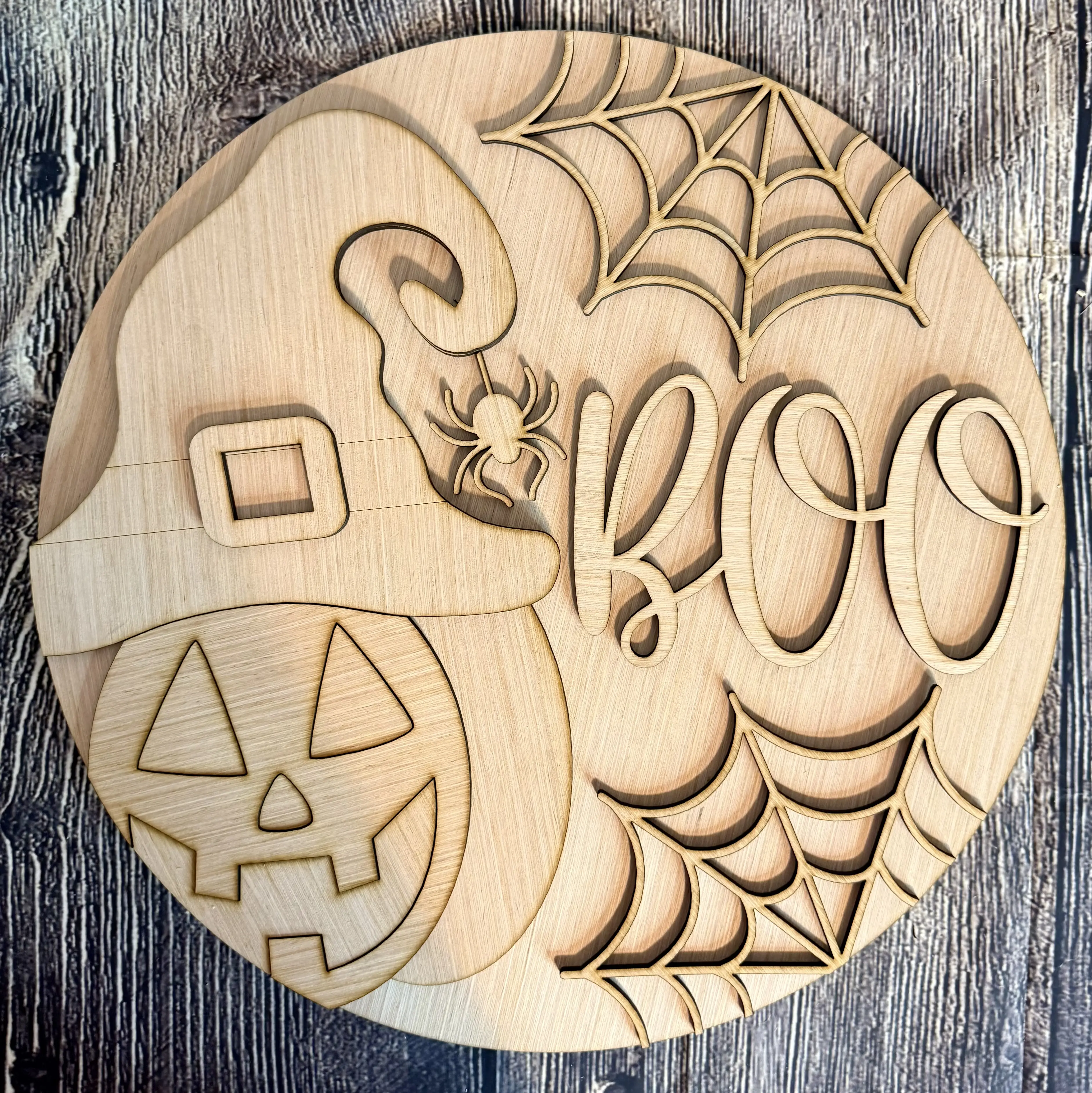 Jack O Lantern Boo Halloween Door Hanger Ready to Paint