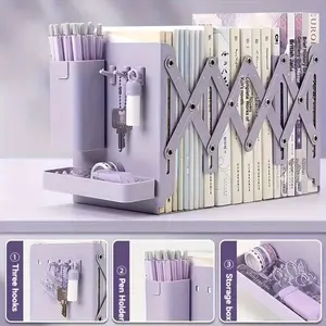 Durable Multi-Functional Expandable Book Stand Set, 6-Piece Foldable Space-Saving Desktop Organizer, Thick Metal Shelves