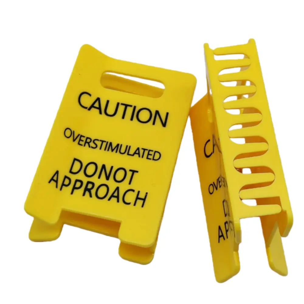 Overstimulated Caution Sign Hair Claw Clip, Setting Boundaries Caution Sign Hair Claw for Women, Funny Mental Health Awareness Gift, Large Hair Clips for All Hair, Yellow Novelty Hair Accessory