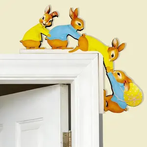 Easter Door Frame Decoration, Wooden Easter Bunny Plaque, Fun Corner Decor, Spring Decoration, Easter Gift, Wood Door Ornament