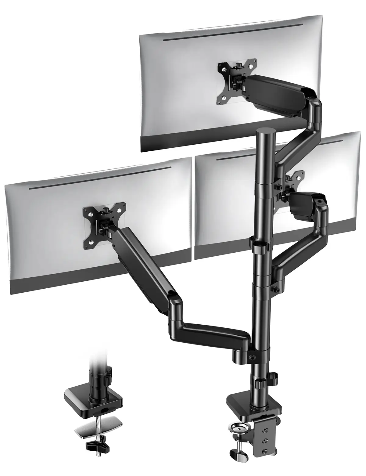 FORGING MOUNT Triple Monitor Mount, Articulating Adjustable 3 Monitor Desk Mount for 13-32inch Screens up to 17.6lbs Each, Gas Spring Monitors Arm wit
