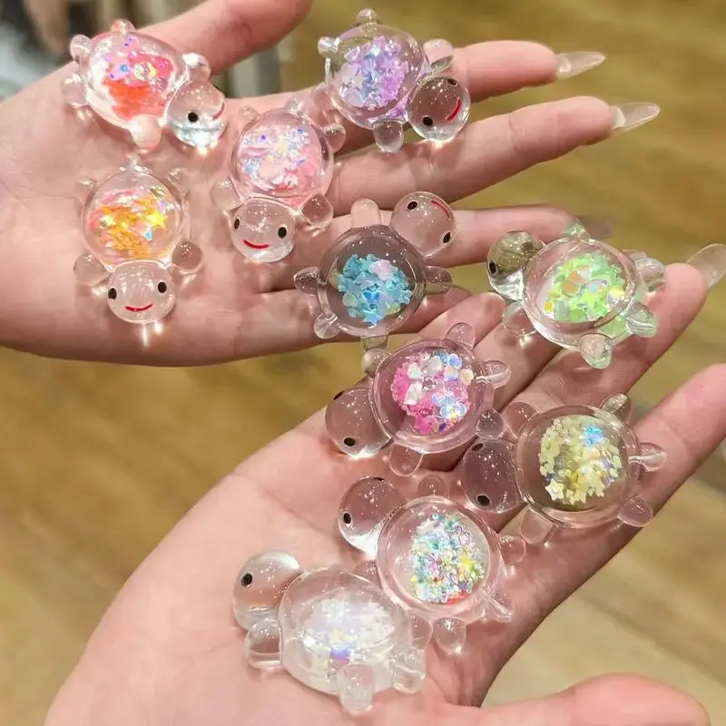 Luminous Mini Sea Turtle Statue, Figurine Decor, 20pcs/set Ocean Animal Themed Party Decor, Garden Micro Landscape Crafts, Decorative Ornaments, Luminous Resin Pastel Turtle