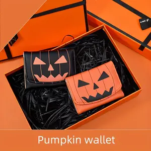 AuroraArc01 Halloween Pumpkin Wallet Lantern Snap Closure Coin Purse for Women Themed Events