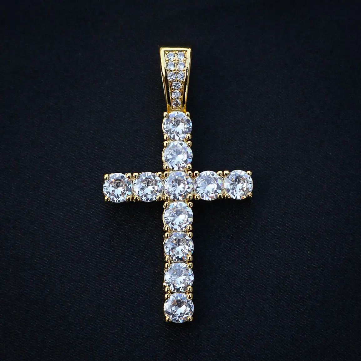 Large Diamond Cross Pendant - Gold