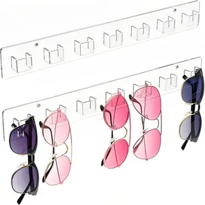 Wall-Mounted Clear Acrylic Glasses Organizer with 14 Slots, Durable Eyeglass Holder for Home & Office, Space-Saving Modern Design