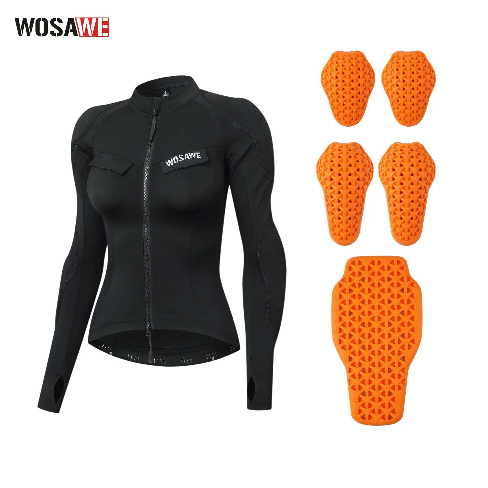 WOSAWE Women's Breathable Mesh Long Sleeve Padded Motorcycle Jacket, Female Biking Shirt with Back Pads for Summer Sport Bike Protective Gear