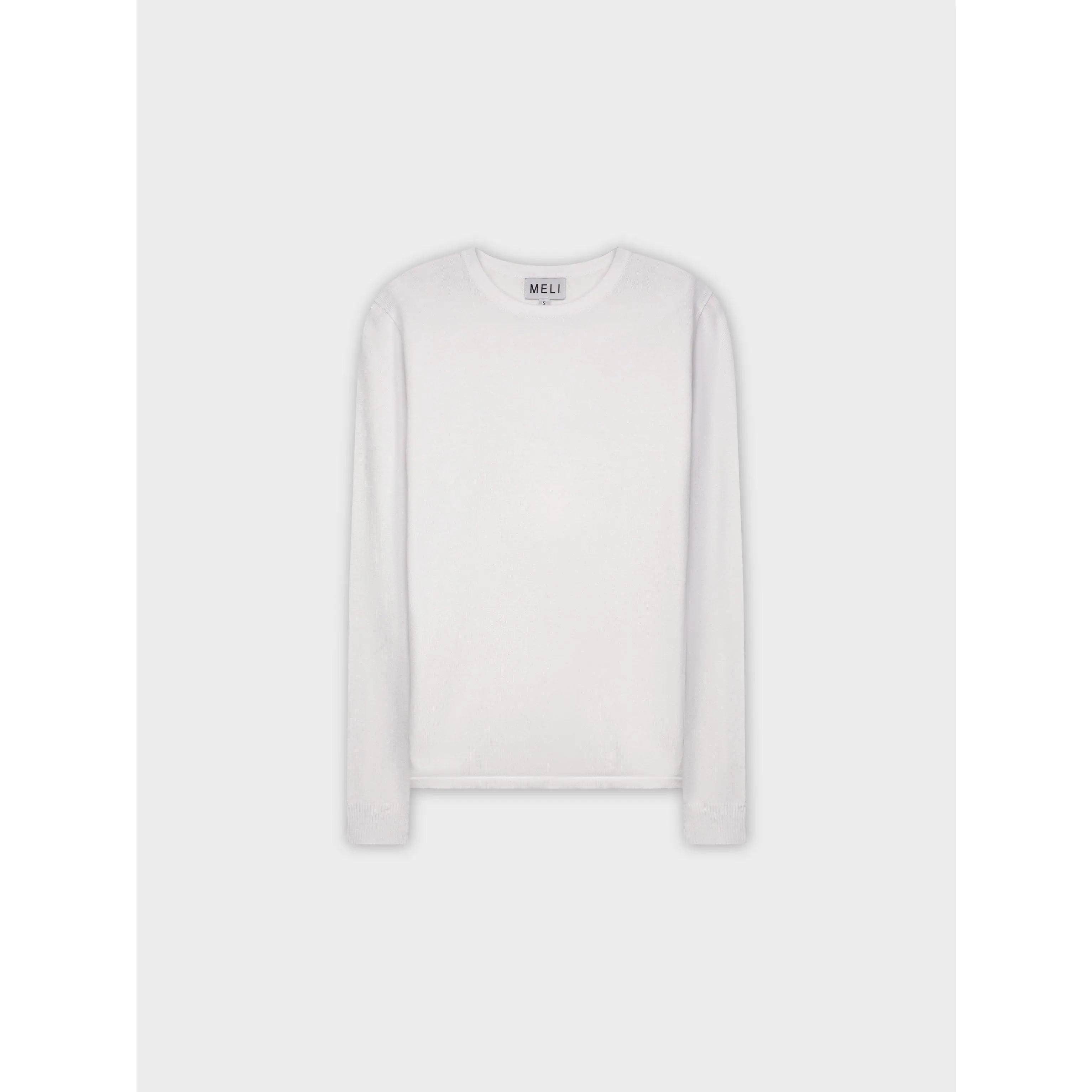 THIN KNIT CREW SWEATER-WHITE
