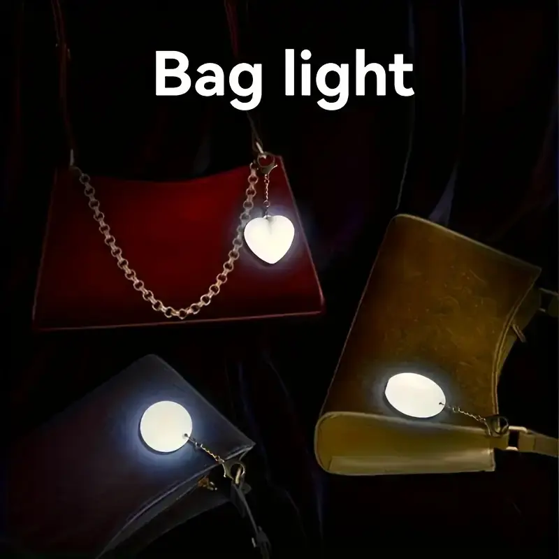 Powered Heart-Shaped LED Night Light for Purses – Cute and Portable Handbag Accessory for Women, Perfect for Evening Use, Rechargeable Mini Keychain with Glow-in-the-Dark Feature, Evening Accessories
