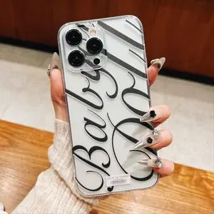 Fashion Letter Pattern Phone Case, TPU Clear Phone Protective Cover, Phone Accessory Compatible with iPhone 11 12 13 14 15 Pro Max