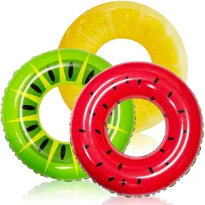 JOYIN Inflatable Swim Tube Raft (3 pack) with Summer Fruits Painting, Pool Toys for Swimming Pool Party Decorations