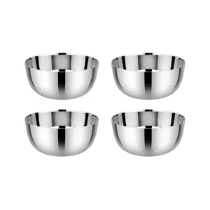 Ahimsa Stainless Steel Simple Serve Bowls - 8 oz (Set of 4) for Kids and Toddlers in Classic or Silver