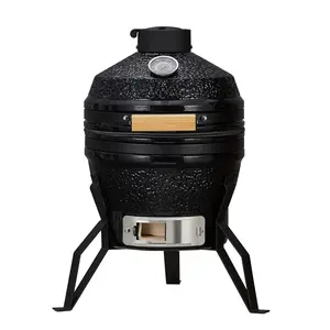 GARVEE 13" Portable Charcoal Grill with Cast Iron Stand, Heat Deflectors, Ceramic Heavy Duty Design, 10.6" Stainless Steel Grid for Outdoor Camping, Smoking, Grilling, Baking, and Barbecue