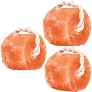 Pink Salt Lick Pack of 3 (6lbs Each Block) - 100% Organic Mineral Salt Block on Rope for Horses Deer Live Stock, Deer Attractant for Deer Hunting