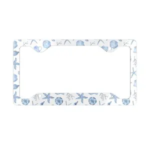 Blue White Seashells Ocean Aluminum Front License Plate Vanity Plate Car Accessories Gift For Her New Car Gifts Unique Gift for New Drivers